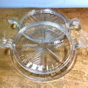 2 Vintage Fire King Trivets Oven Ware Clear Glass